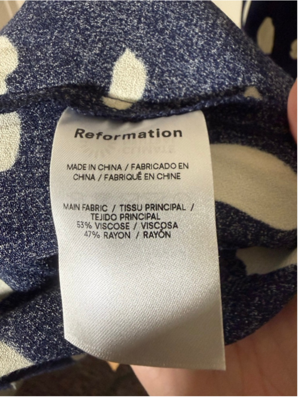 REFORMATION Sigmund Midi Dress Navy Blue Splatter Polka Dot Coquette NWT 6P - Picture 10 of 11